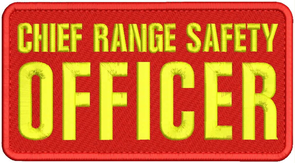 CHIEF RANGE SAFETY OFFICER  EMB PATCH 8x4 HOOK ON BACK RED/YELLOW