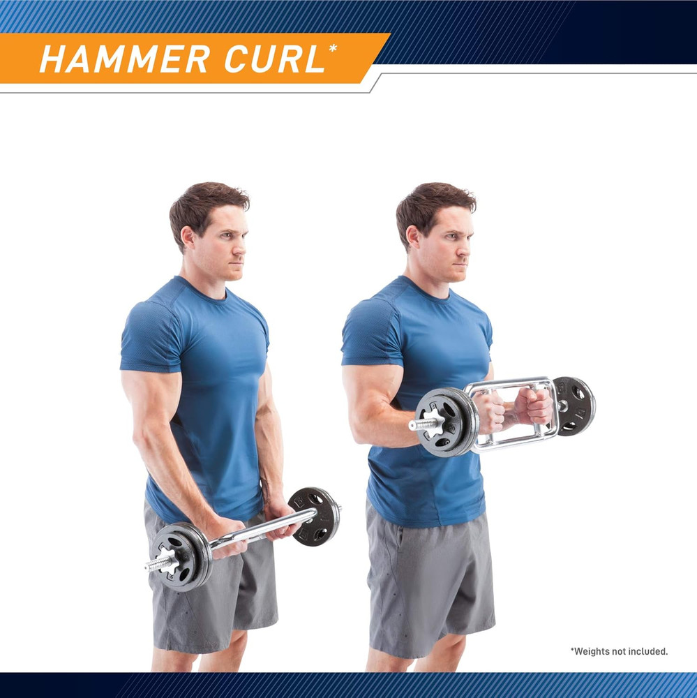 Threaded Solid Chrome Triceps Bar for Weightlifting and Bodybuilding IRBB-34T
