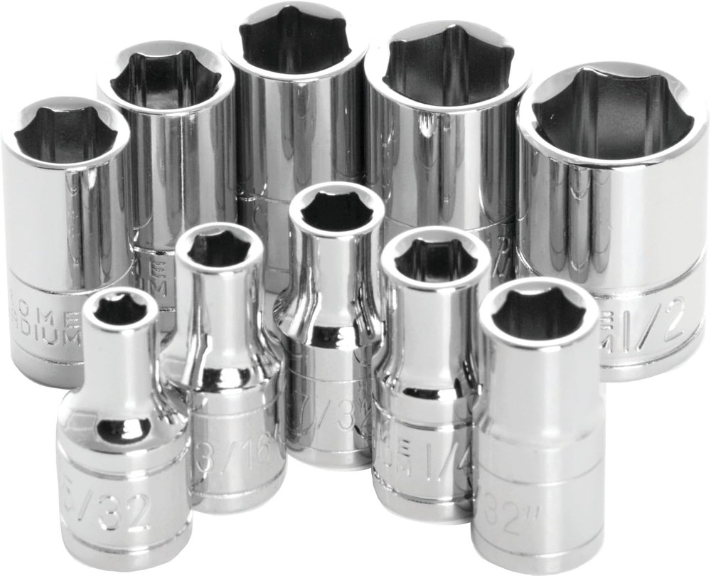 Performance Tool W36002 1/4-Inch Drive 6-point SAE Socket Set, 10-Piece