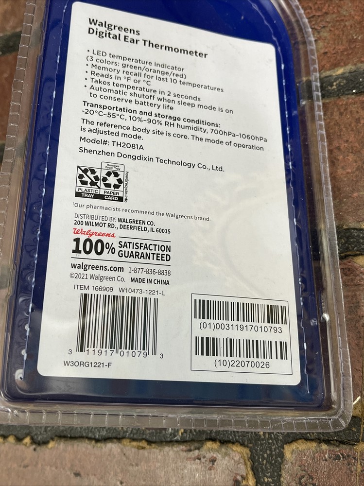 Walgreens infrared Ear Digital Thermometer Memory Recall 10 Temperatures Sealed