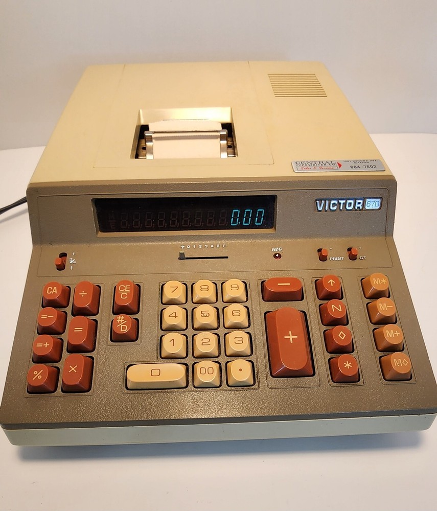 Vintage WORKING Victor Adding Machine 670 Desktop Counting Calculator 70's