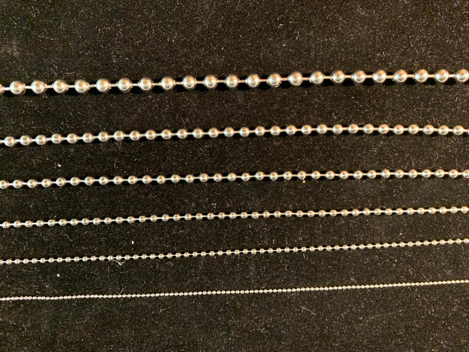 1.5/2.4/3.2/4/4.5/6mm 15"-108" STAINLESS STEEL SILVER BALL CHAIN NECKLACE