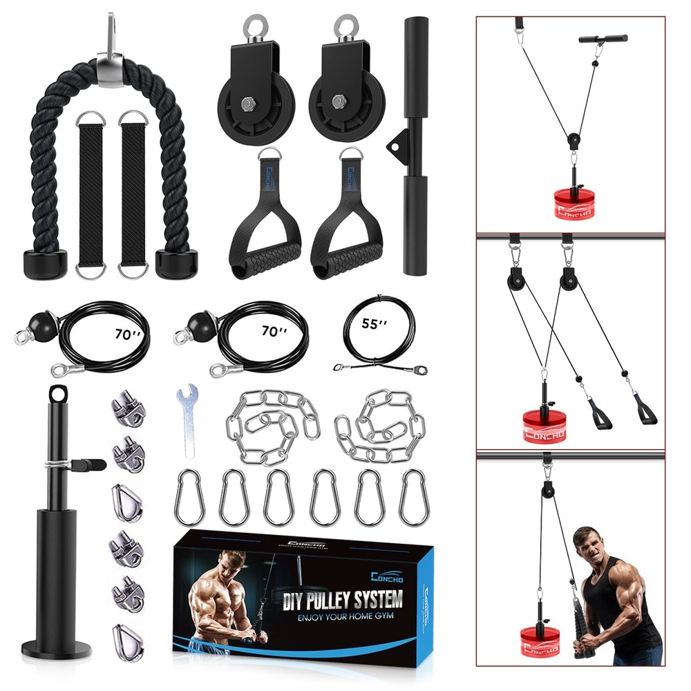 Weight Pulley System, Upgraded Cable Pulley System Gym with Adjustable Weight...