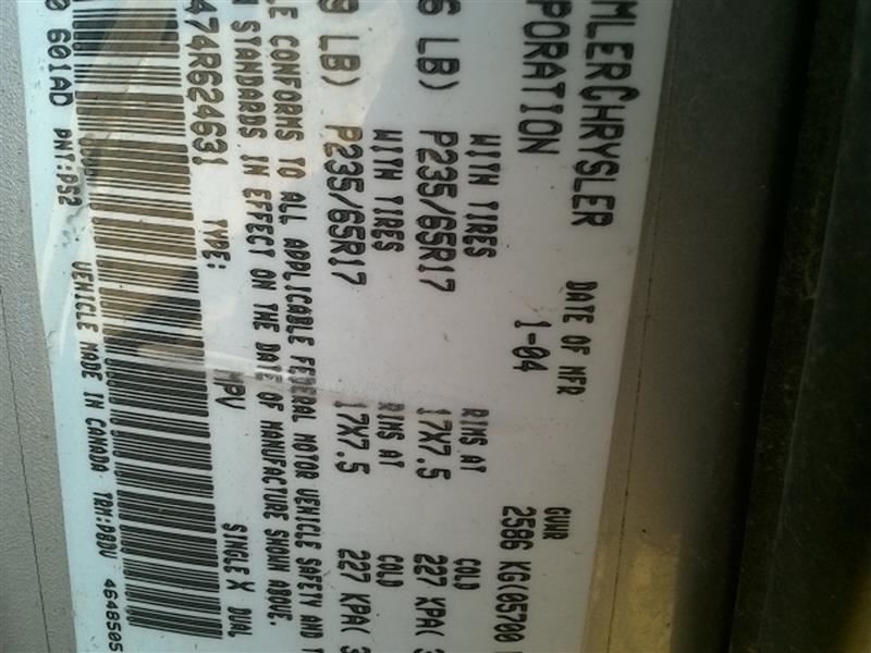 Radiator Core Support Fits 04-08 PACIFICA 10148729