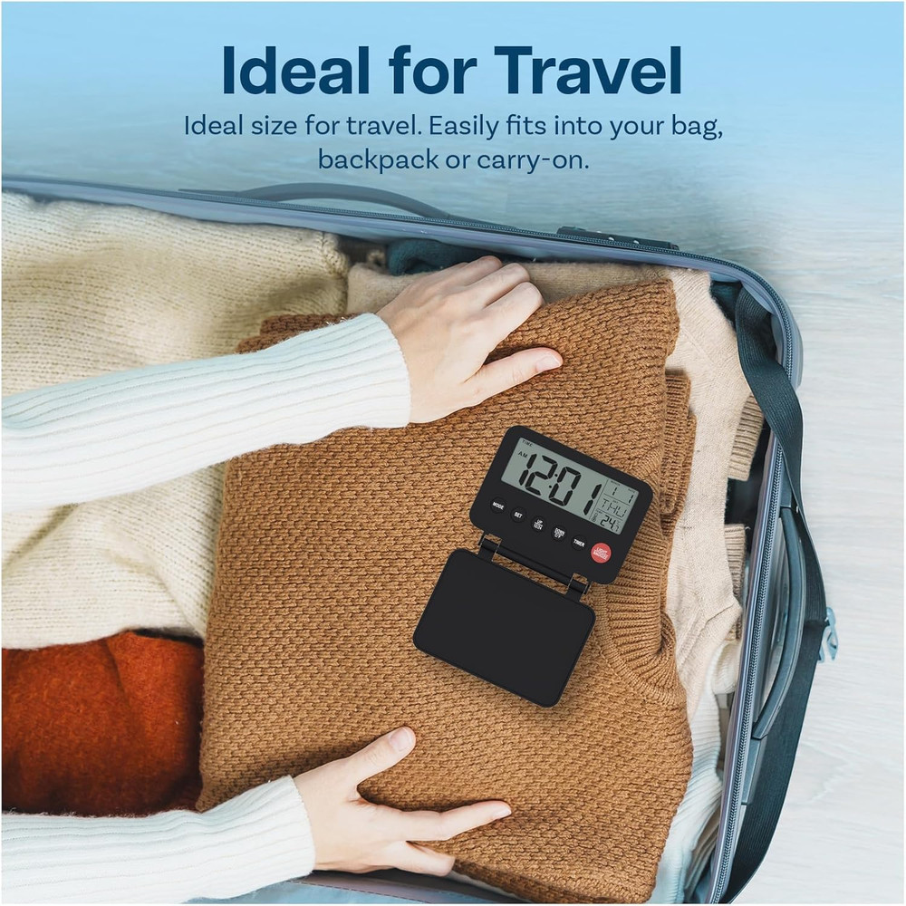 Small Digital Travel Alarm Clock Foldable Battery-Operated Clock with Backlight,