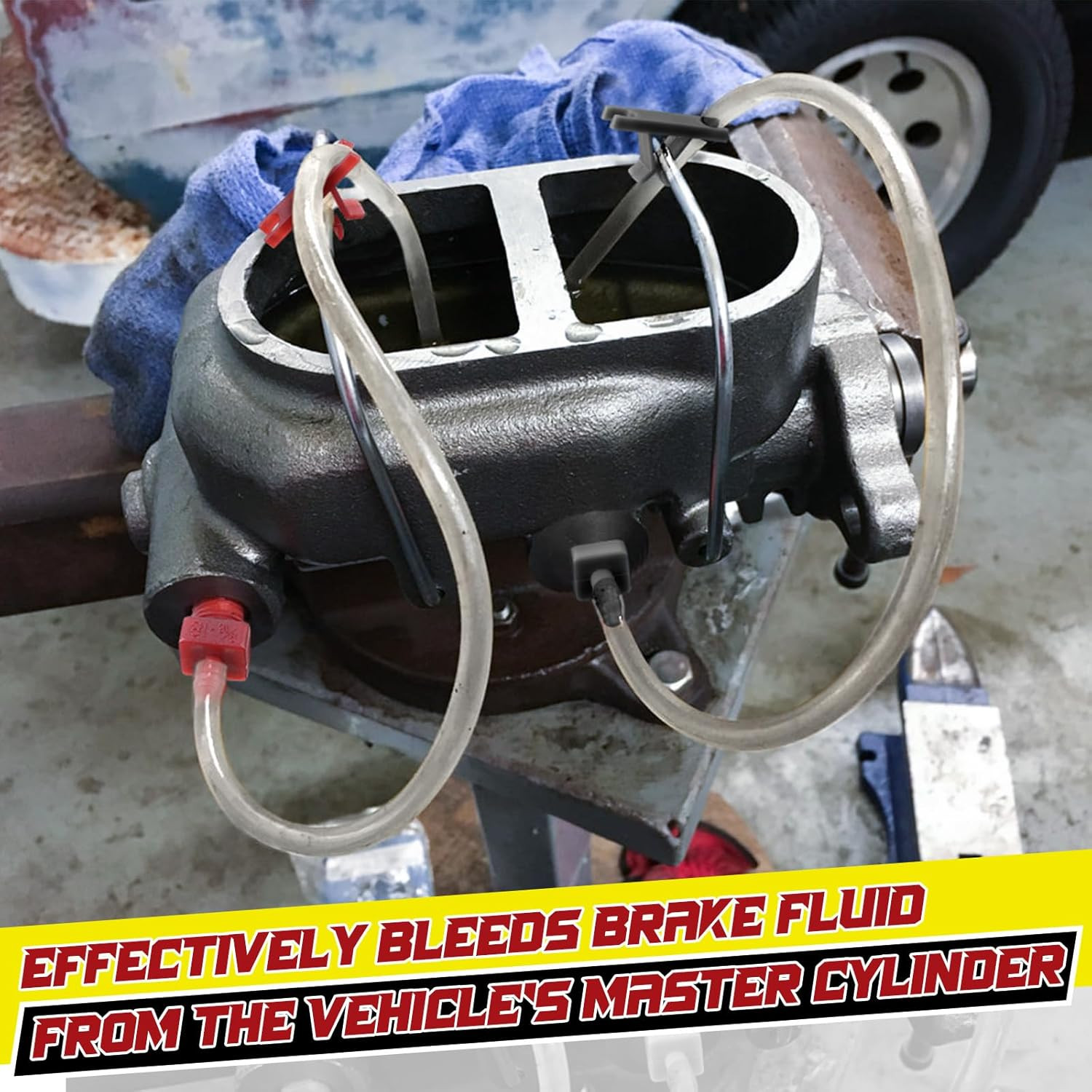 Master Cylinder Bleeder Kit Complete Brake Bleeder Kit with 22 in Clear Hose, Cl