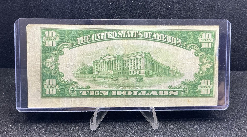 1934 $10 Silver Certificate - Fr 1701 - Vf Misaligned Reverse Z280