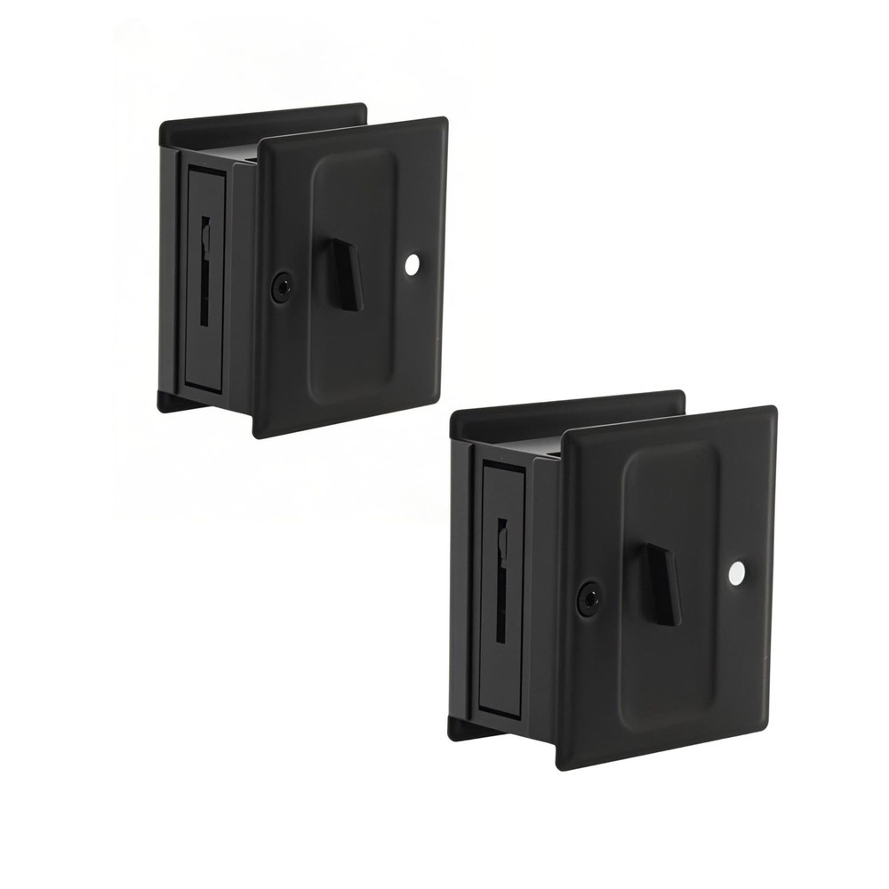 Privacy Sliding Door Lock with Pull, Solid Brass Pocket Door Privacy Lock, 2-...