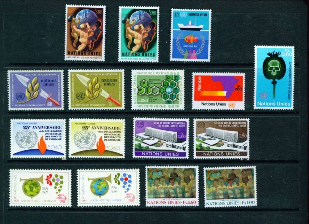 1973 and 1974 UN Mint Geneva Stamps - Never Hinged - Complete