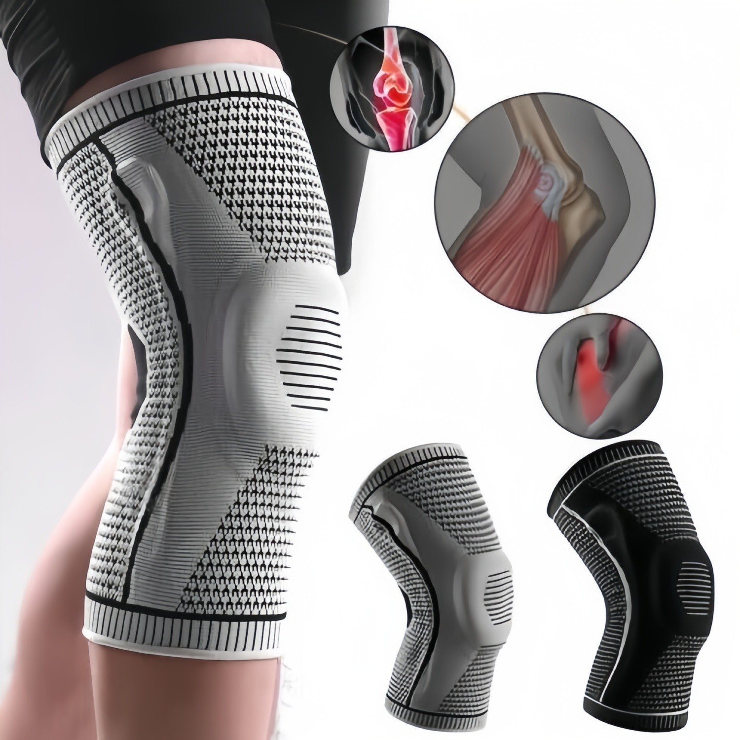 Knee Sleeves Compression Brace Support Sport Joint Injury Pain Arthritis Relief