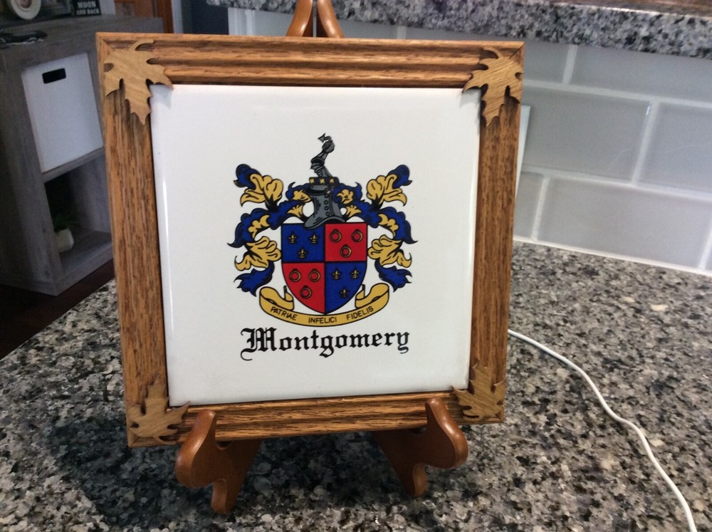 Montgomery clan crest trivet plate framed