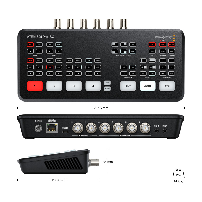 Blackmagic Design ATEM SDI Pro Extreme ISO Video Switcher Multi-view Recording