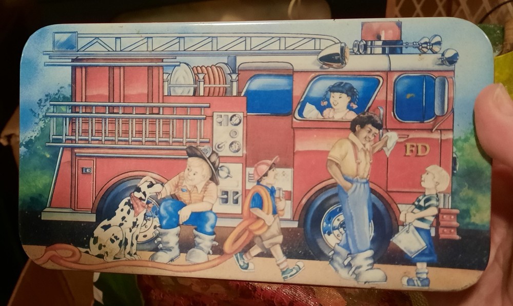 Fire truck cookie tin