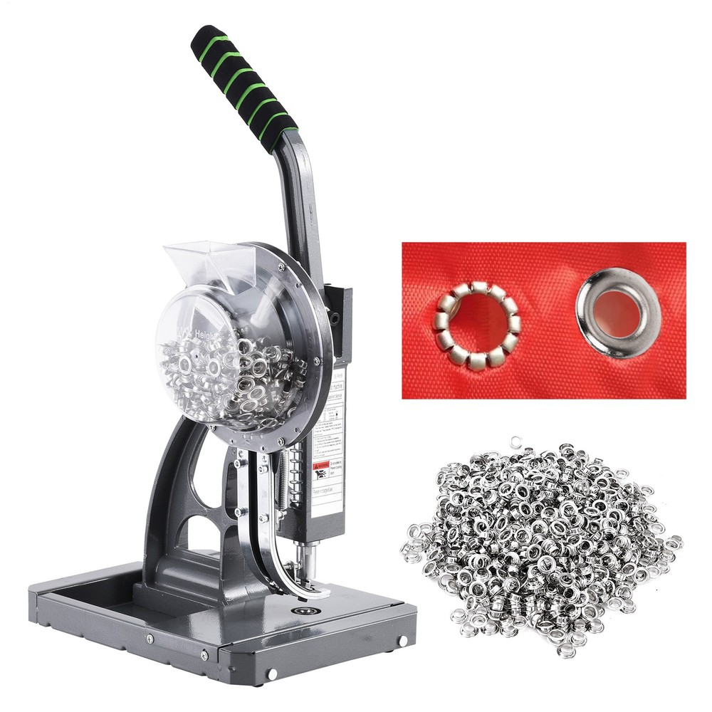 Automatic Hand Press Eyelet Grommet Machine Punch Tool Kit 3/8" 2000 Grommets