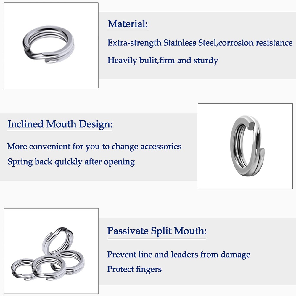 Treble Hooks and Split Rings Kit, 130Pcs Assorted Classic High Medium, black