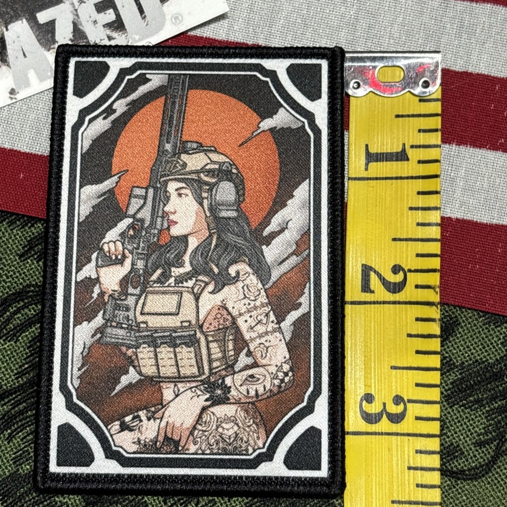 Woman Warrior Tactical Hook Loop Patch High Quality 2x3.5”