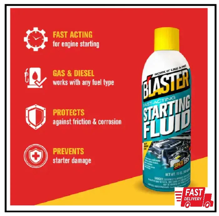 2 PACK - BLASTER Fast-Acting Starting Fluid Spray 11 oz.