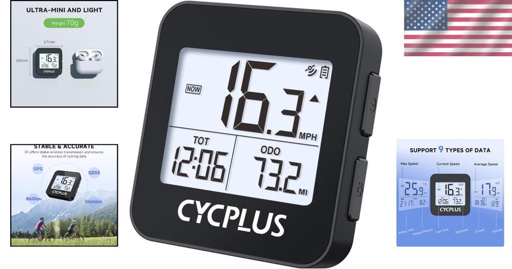 Wireless Cycling Computer with Dynamic GPS & Automatic Backlight for Cyclists