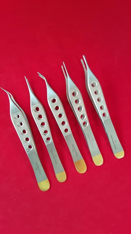 5 PCS ADSON MICRO PLASTIC SURGERY FORCEPS INSTRUMENTS W/ FENESTRATED HANDLE