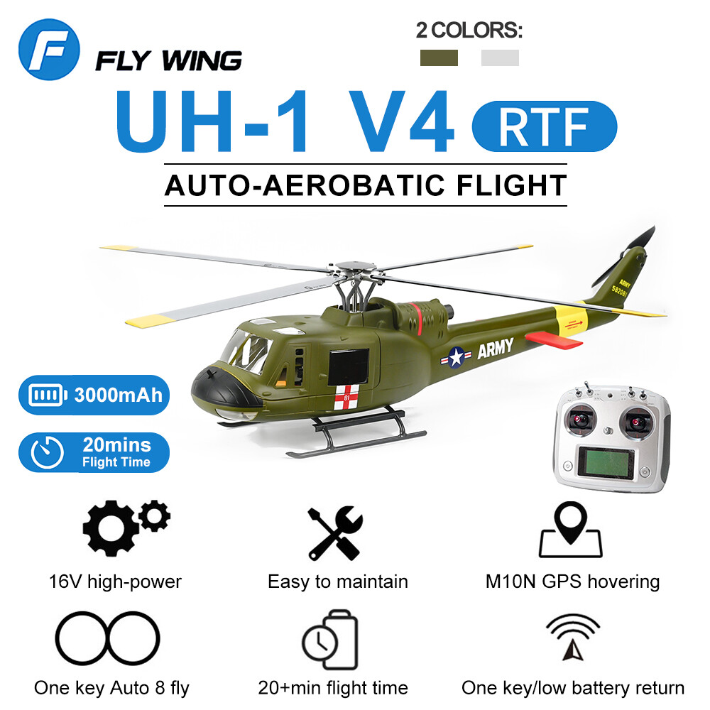Fly Wing UH1 V4 10CH M10 GPS 3D Auto Return Hovering RC RTF Helicopter US Plug