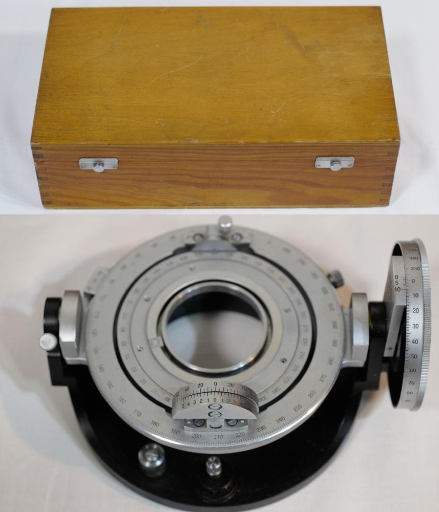 Carl Zeiss Universal Rotating Stage 4 Axis Polarizing Microscope Set w/Case Box