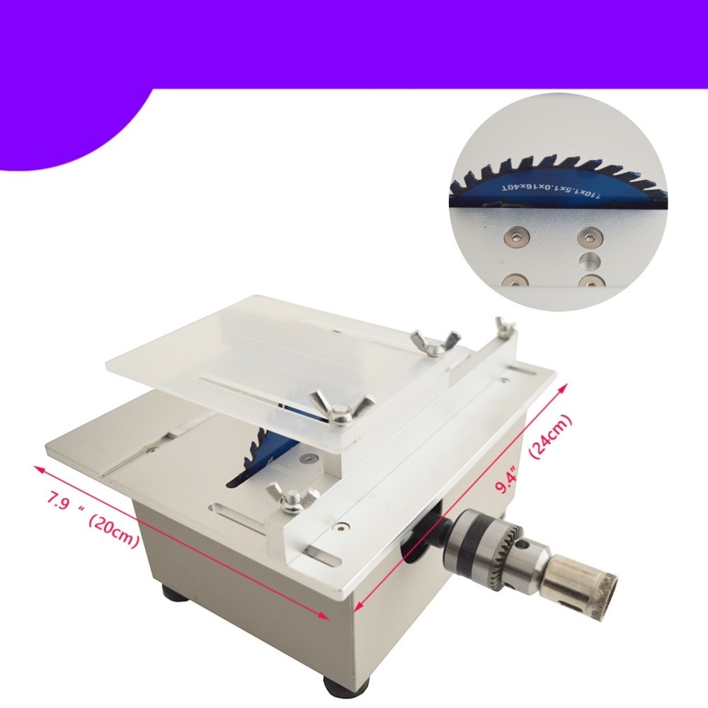 110V Mini Table Saw with 7-Speed Adjustment for Model Making Cutting