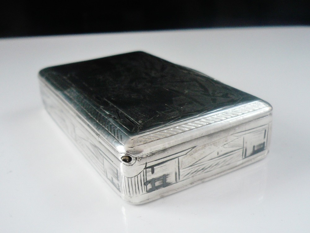 Antique Russian Silver Niello Snuff Box from 1834