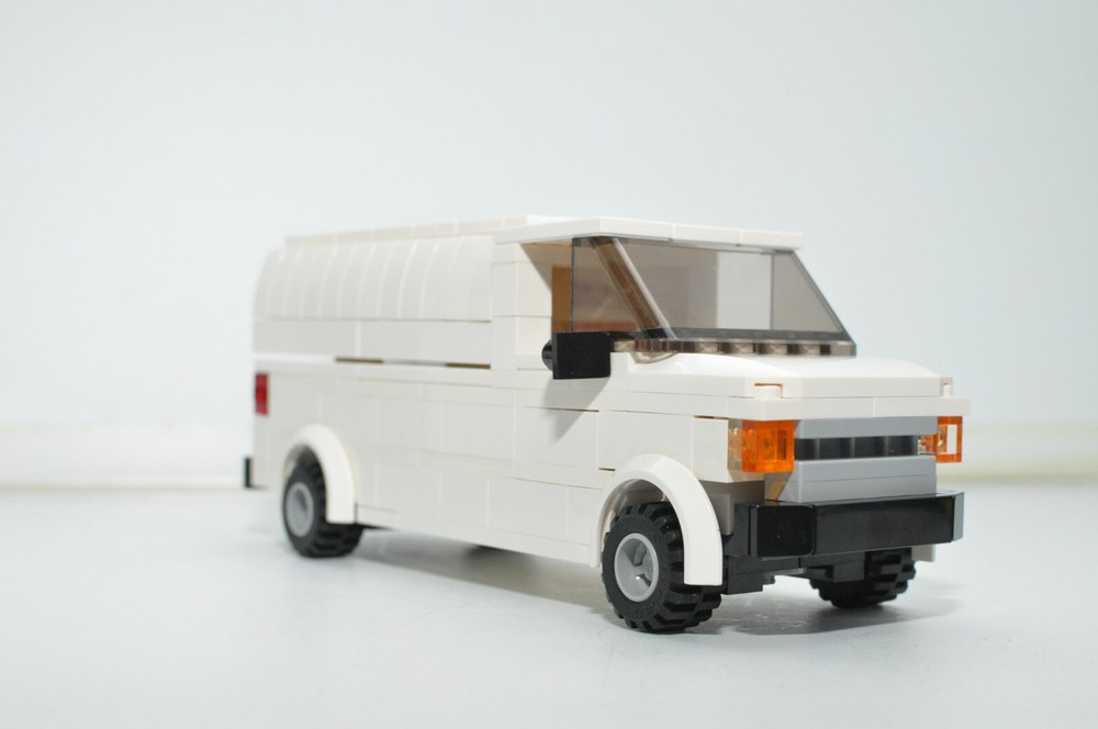 Custom White Work Van Model Made and Compatible with LEGO® Bricks