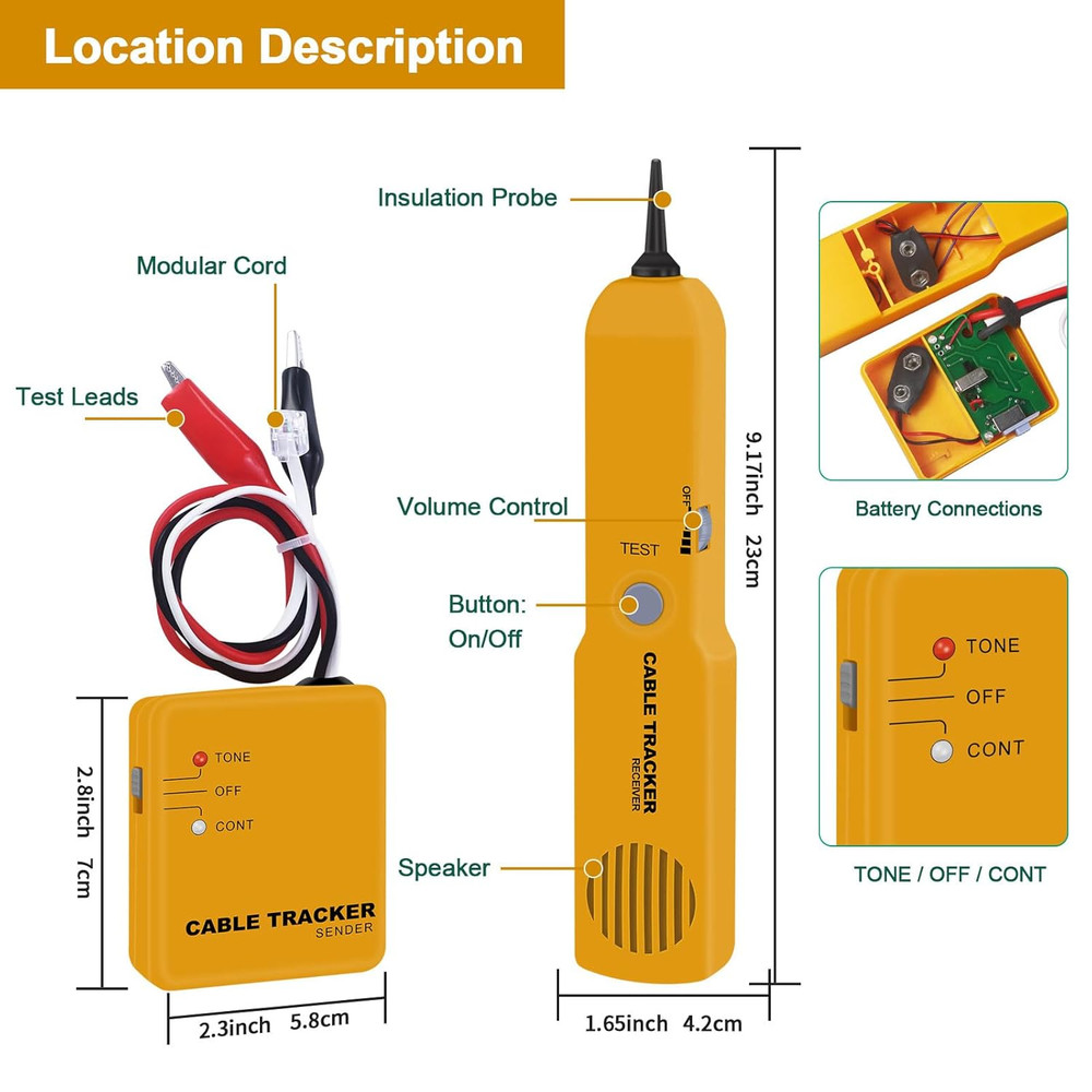 Wire Toner Cable Tracer Kit High Accuracy Network Cable Tester with Inductive Am