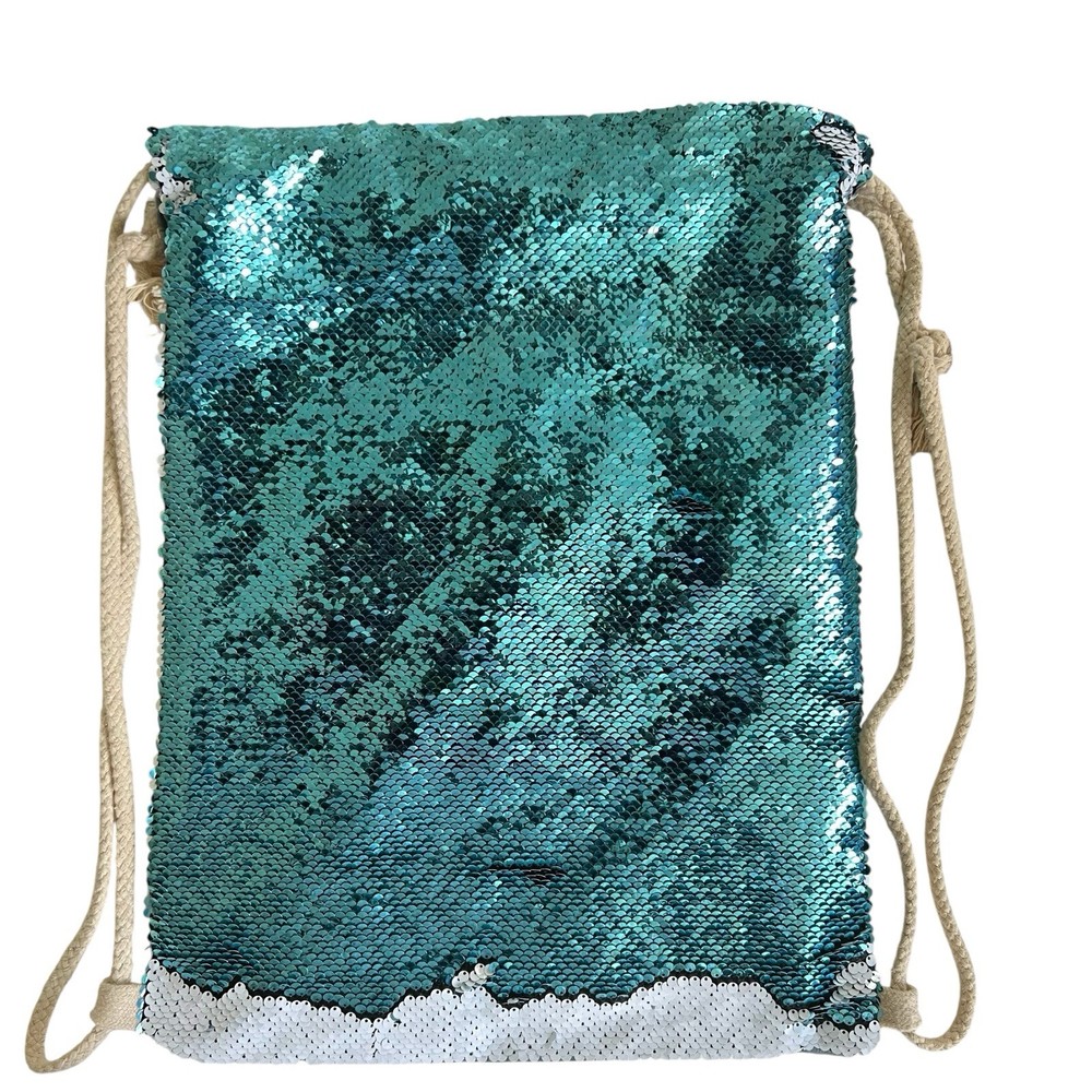 Reverse Flip Sequin Drawstring Backpack Bag NWOT Inside Zip Pocket Perfect Cond