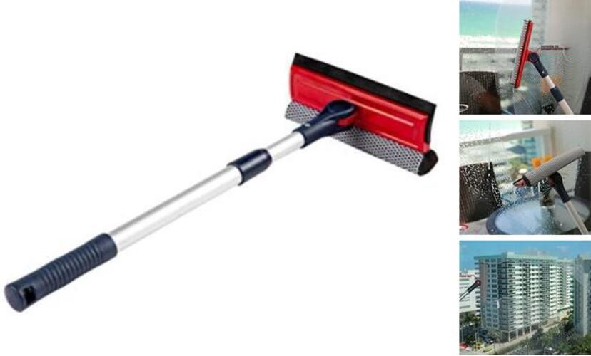 Professional Window Squeegee | 2-in-1 Window Cleaner Sponge and Soft Rubber
