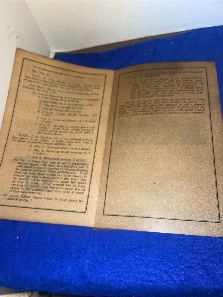 EDISON DIAMOND DISC PHONOGRAPH PAMPLET INSTRUCTIONS FOR SETTING UP AND OPERATING