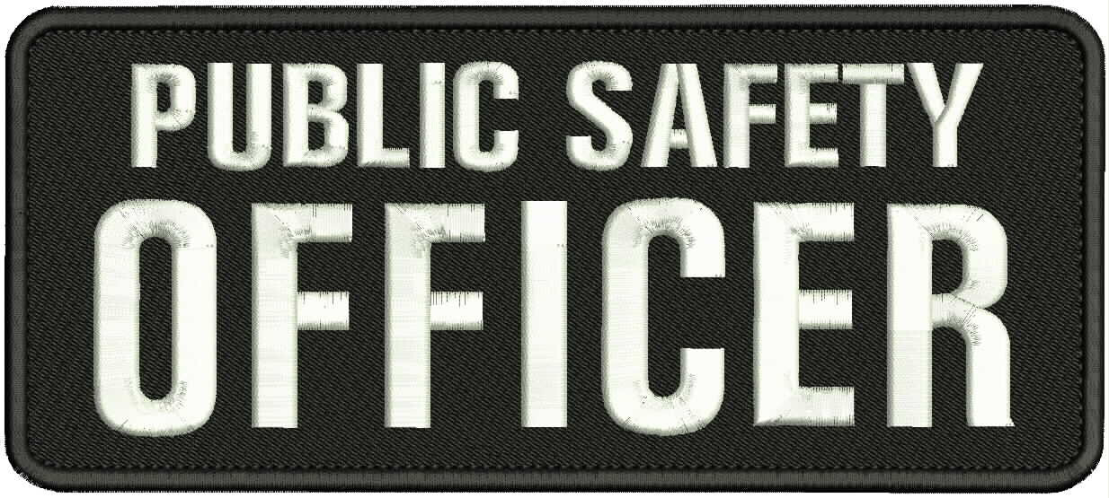 PUBLIC SAFETY OFFICER Embroidery Patches 4x10 Hook On Back Black/White