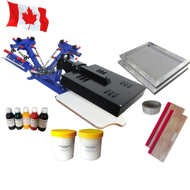 3Color 1Station Screen Printing Press Kit Adjustable Printer with Dryer/Squeegee