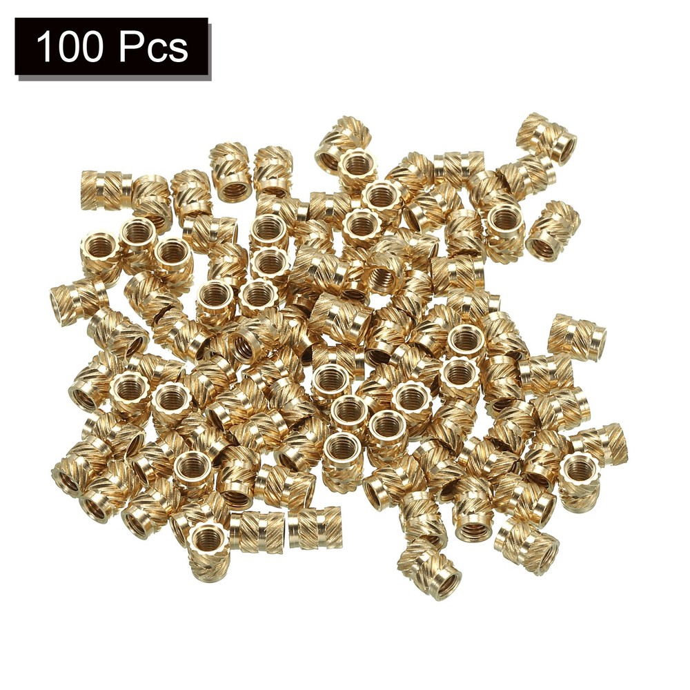 100 Pcs M3 Threaded Inserts 3D Printing Knurled Nuts Heat-Set Inserts Brass