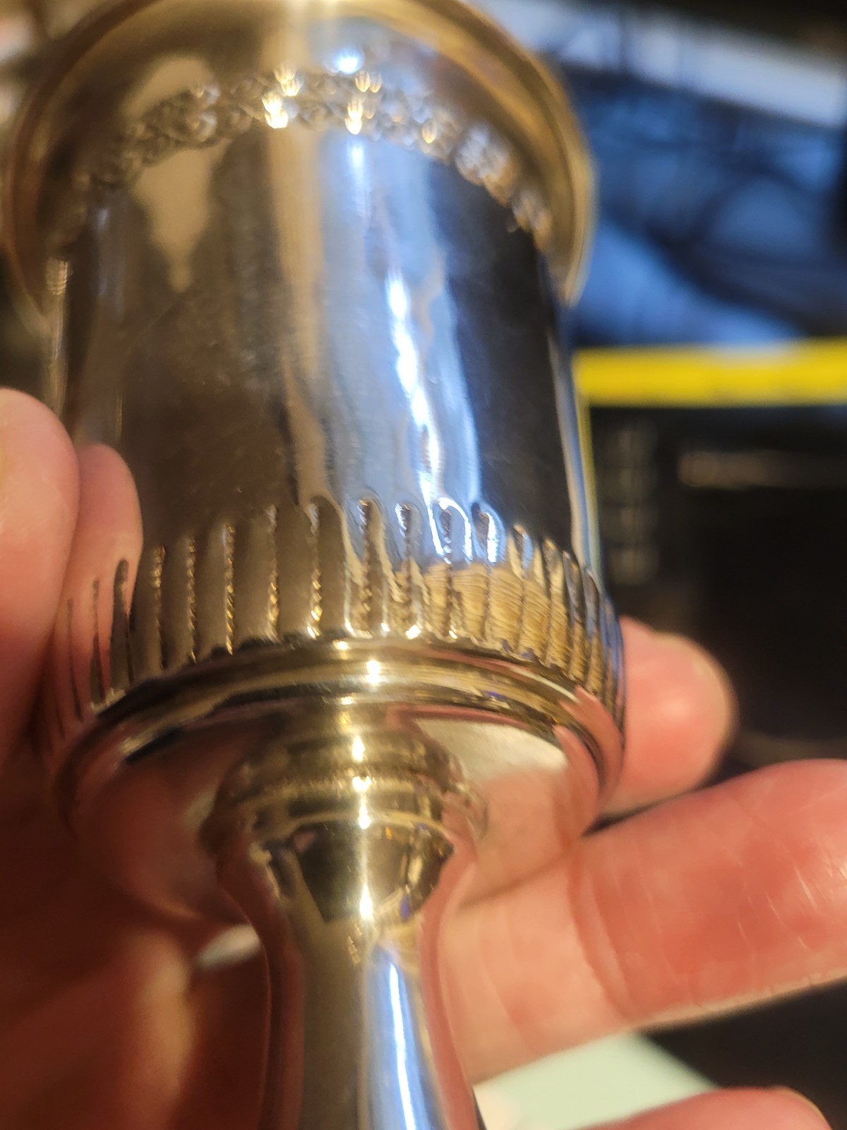 Antique Sterling Silver 925 Kiddish Gold Wash Cup With Etchings. Jewish Charming