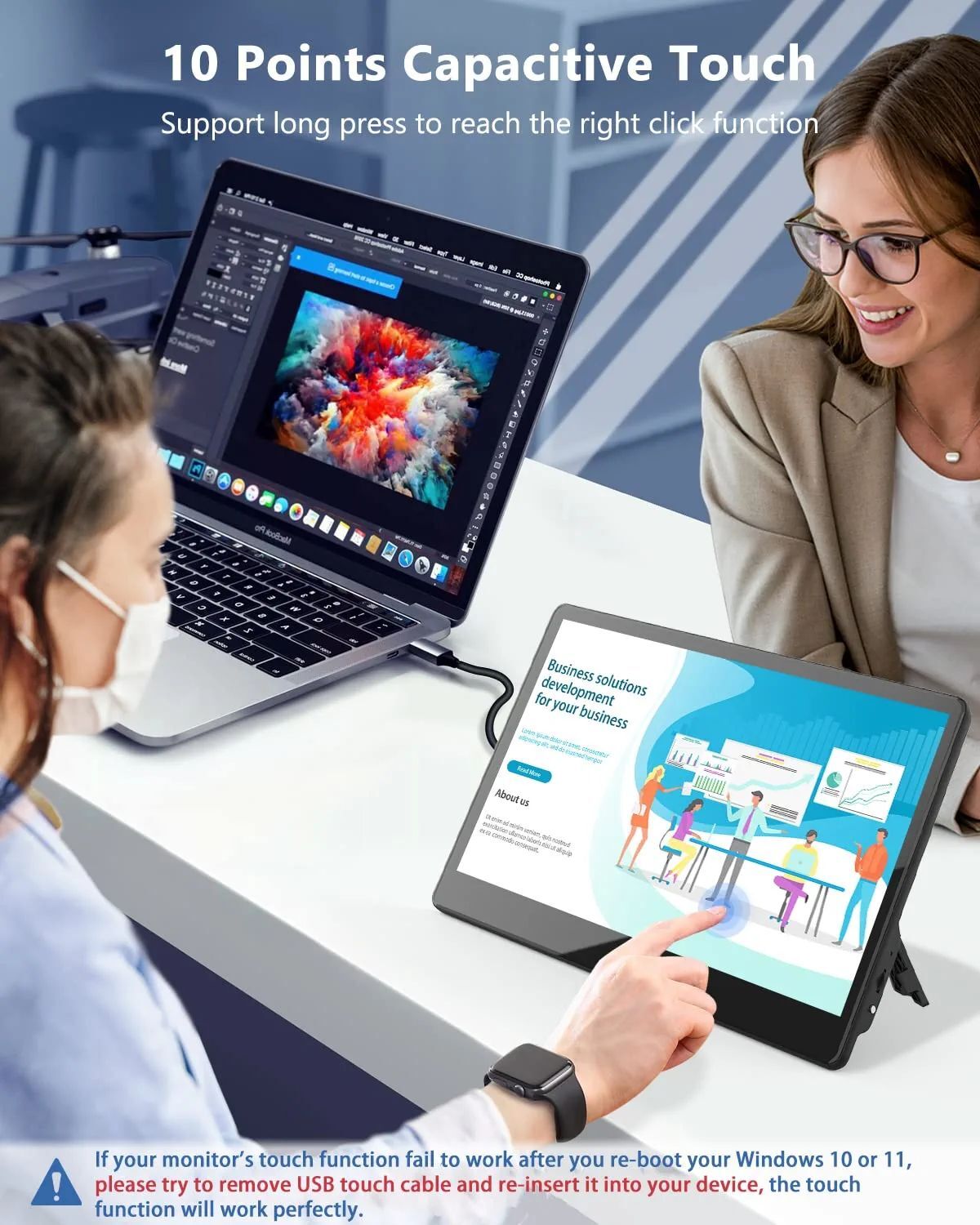 UPERFECT 13.3 inch Portable Monitor Touchscreen Screen HDMI VGA VESA 1920x1080