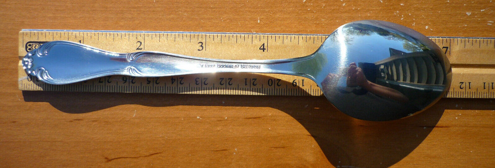 (4) Rogers Kenwood Korea CUS11 Stainless Flatware Monogram R Dinner Spoons