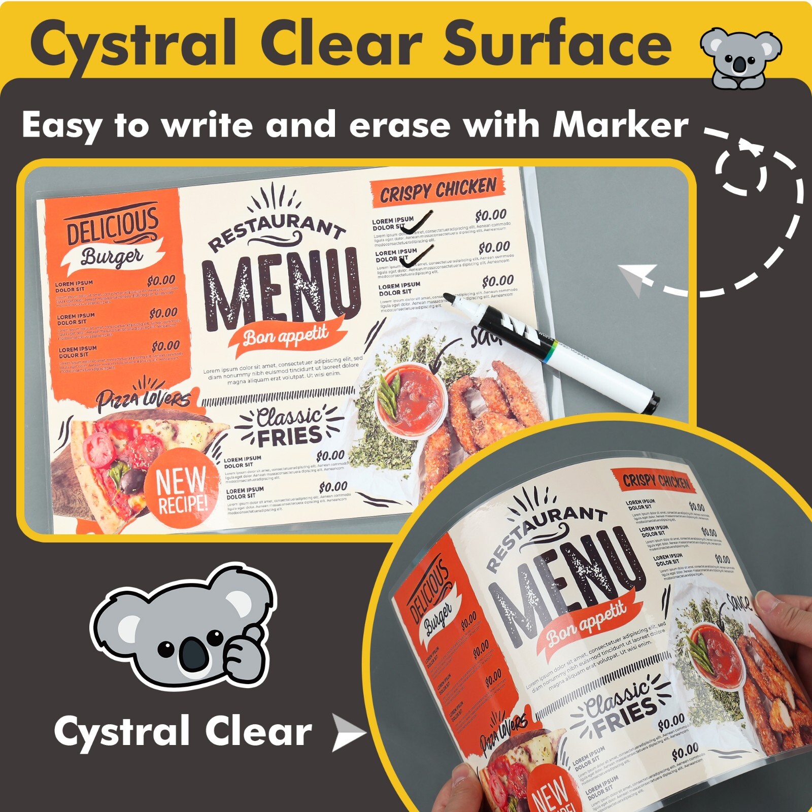 KOALA Thermal Laminating Pouches 9"x11.5" Clear 3Mil Laminate Sheets 25 Counts