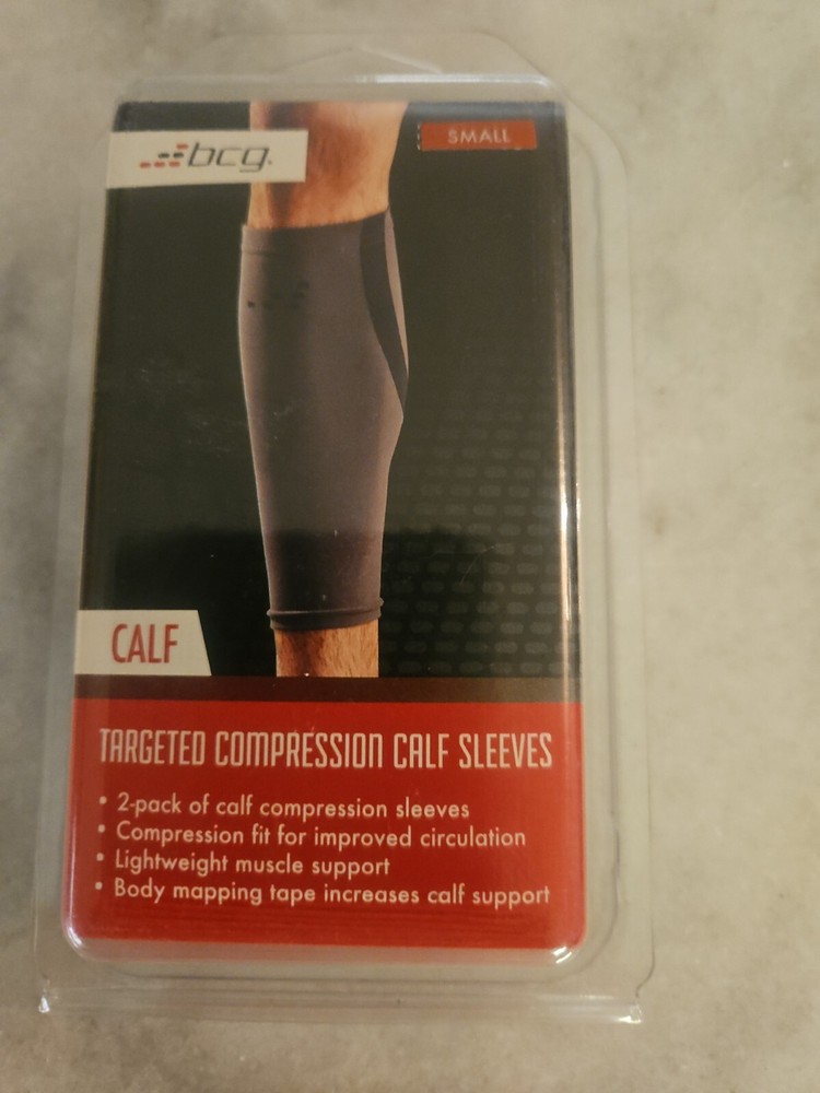 BCG (1 Pair) Targeted Compression Calf Sleeves Small Gray Circulation Support