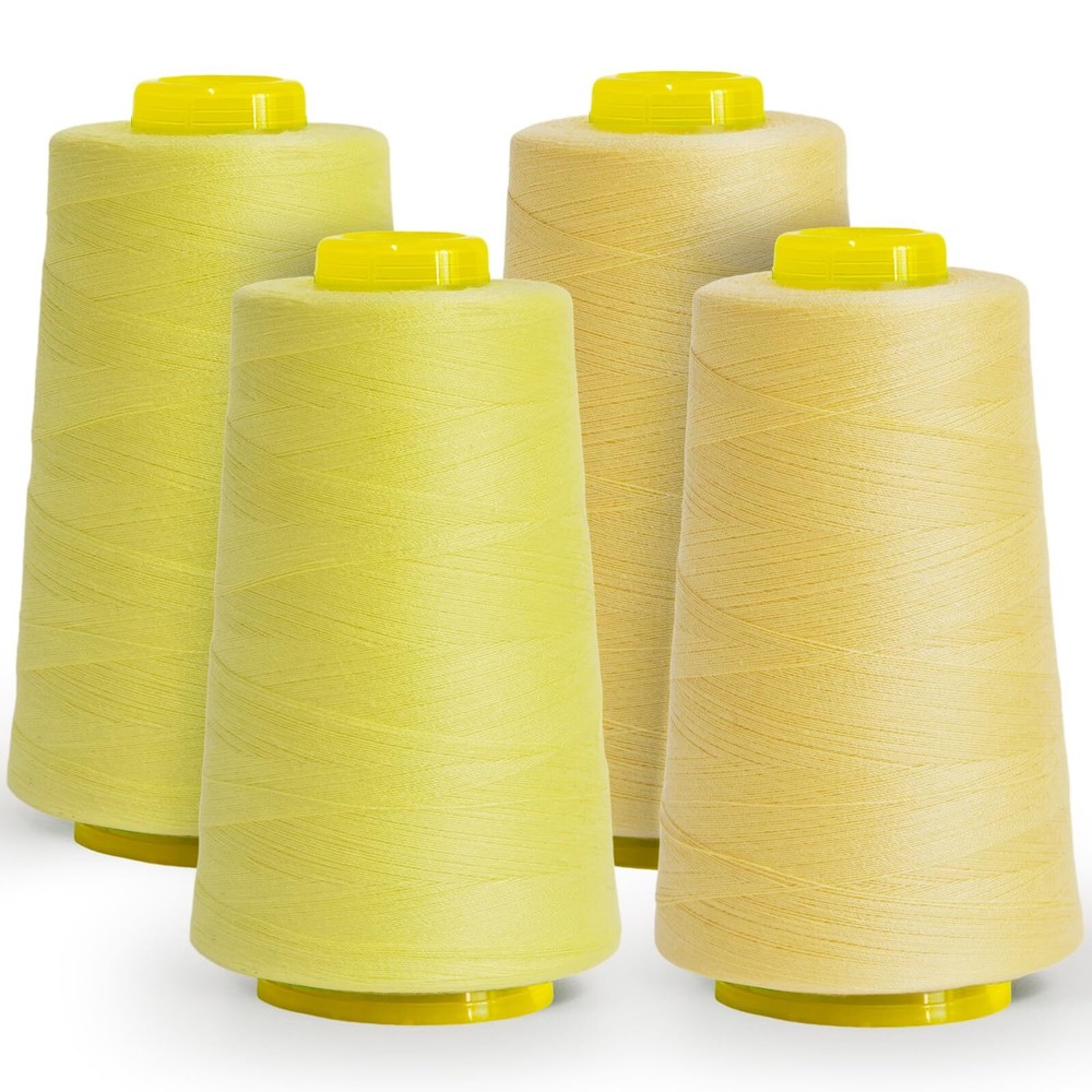 All-Purpose Polyester Sewing Thread - 4-Pack 12000 Yards Total - Yellow Threa...