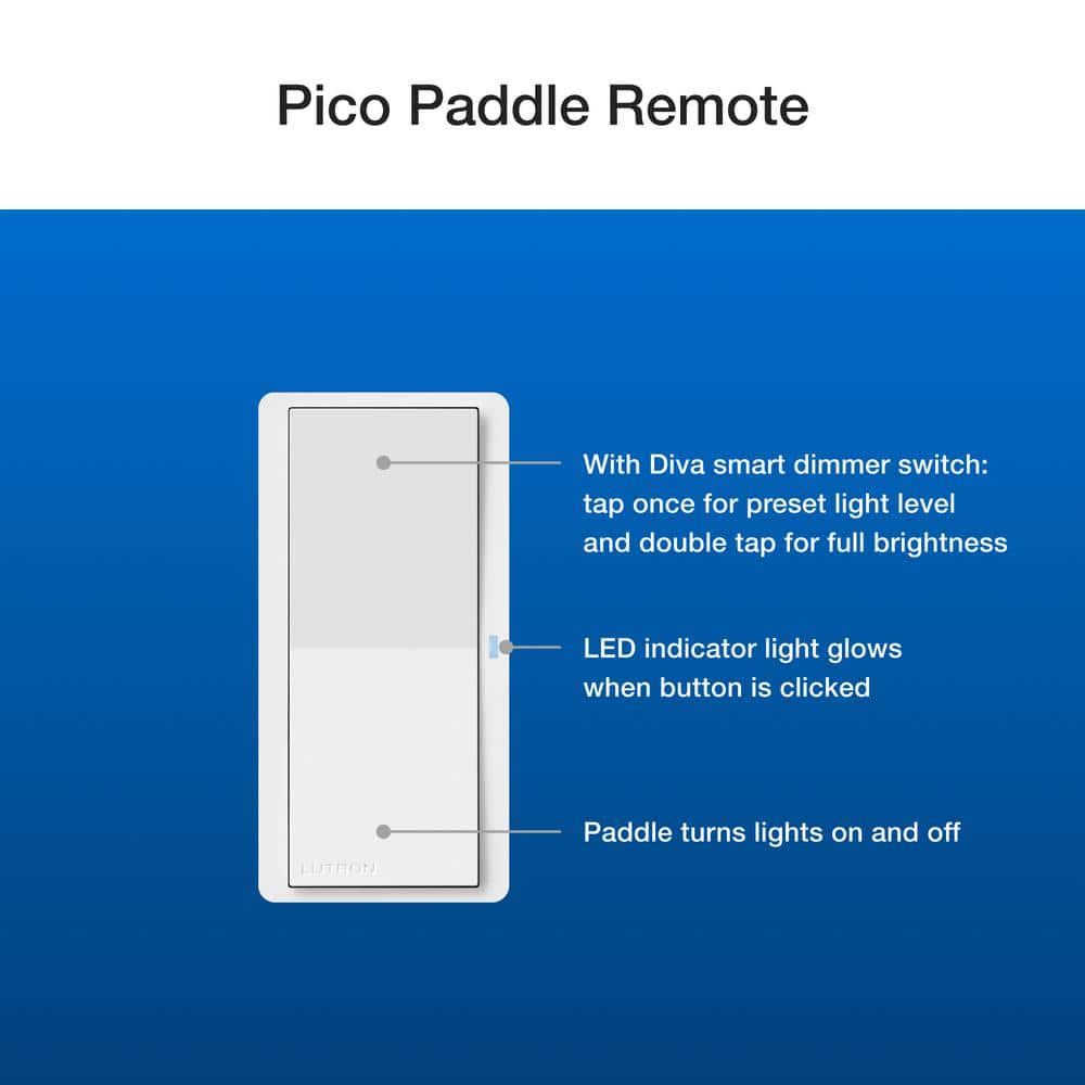 Pico Paddle Remote for On/Off Control of Caseta Smart Switches/Dimmers, White (P