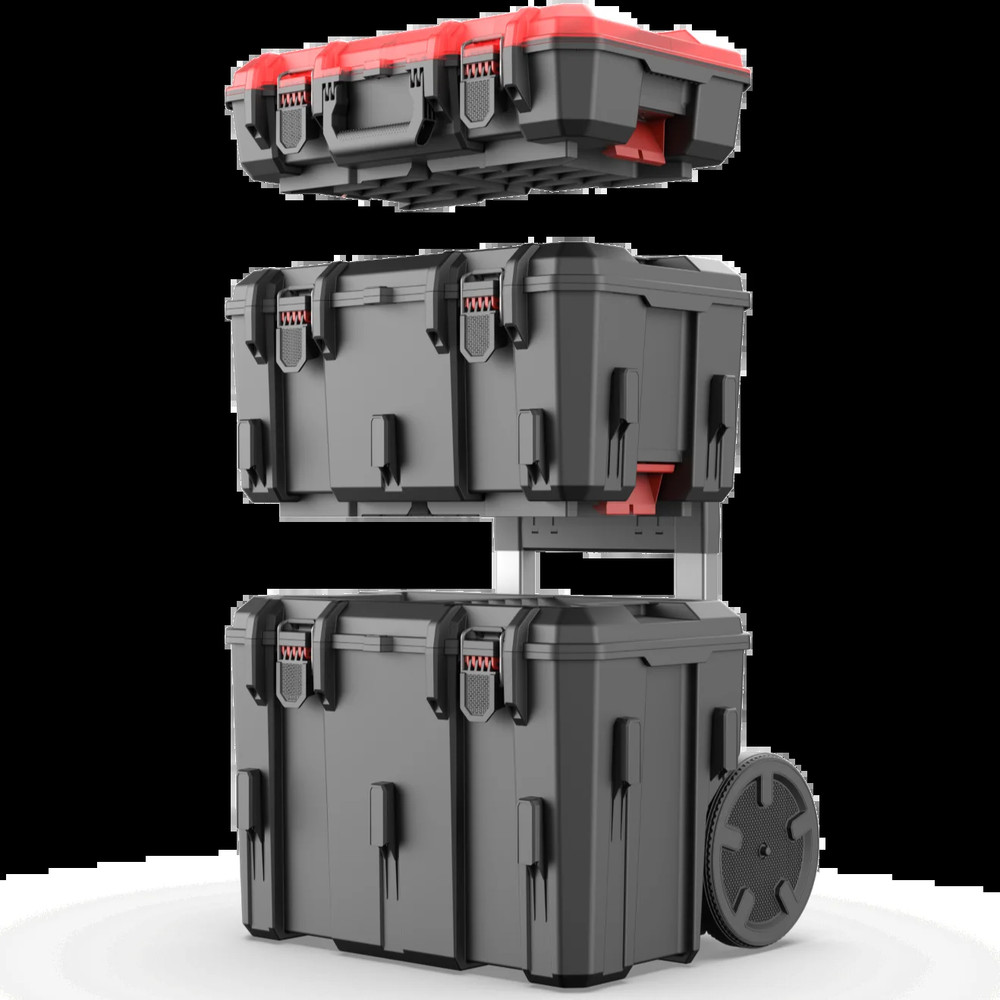Hyper Tough Hyper Stack Heavy Duty 3 Piece Modular Rolling Toolbox System, Black