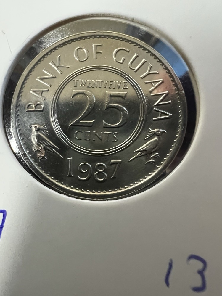 1987 Guyana 25 Cents Item 132