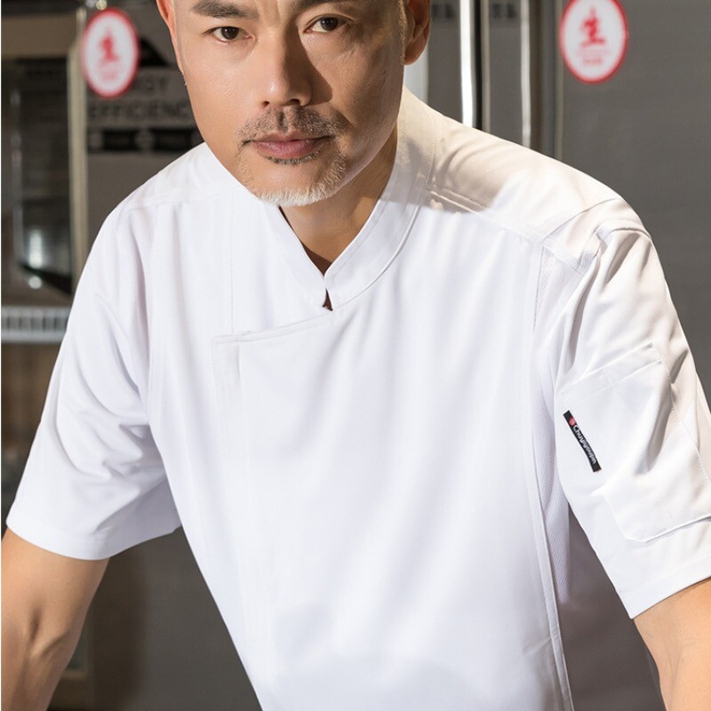 Men Breathable Catering Chef Work Clothes Coat Professional Uniform Jacket Zip