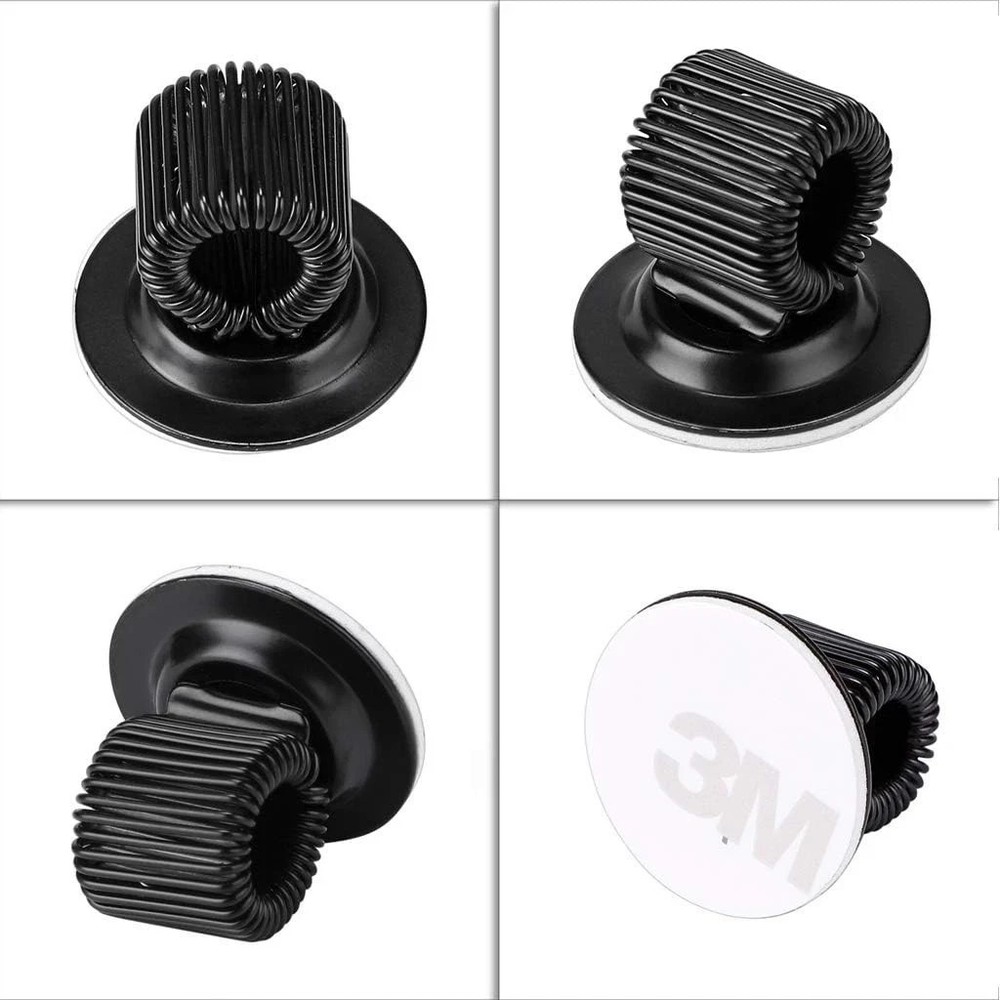 6 Pack Adjustable Black Plating Pen Holder Clips - Self Adhesive & Versatile