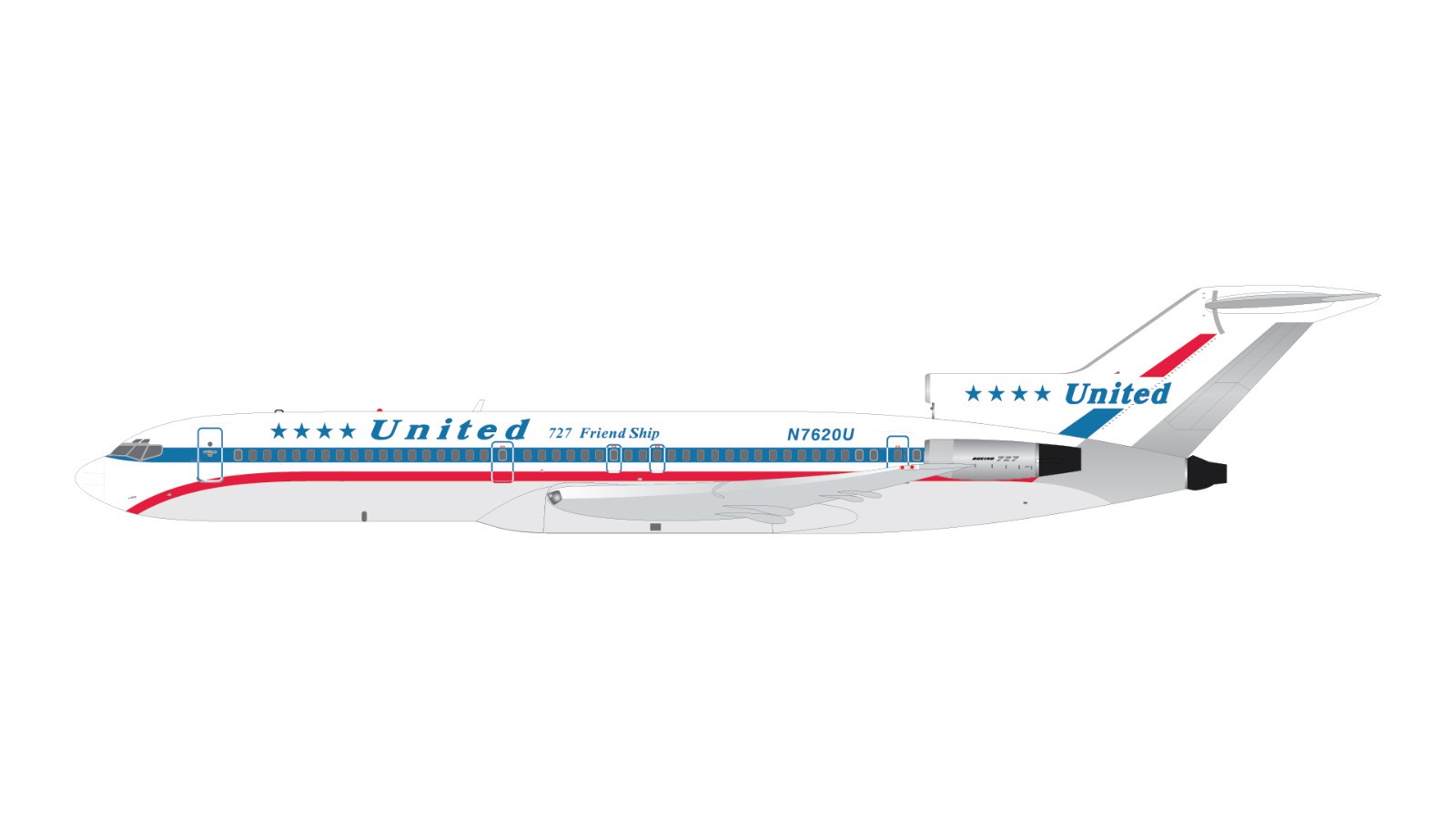 GeminiJets 1:400 United Airlines Boeing 727-200 N7620U GJUAL2352 PRE-ORDER