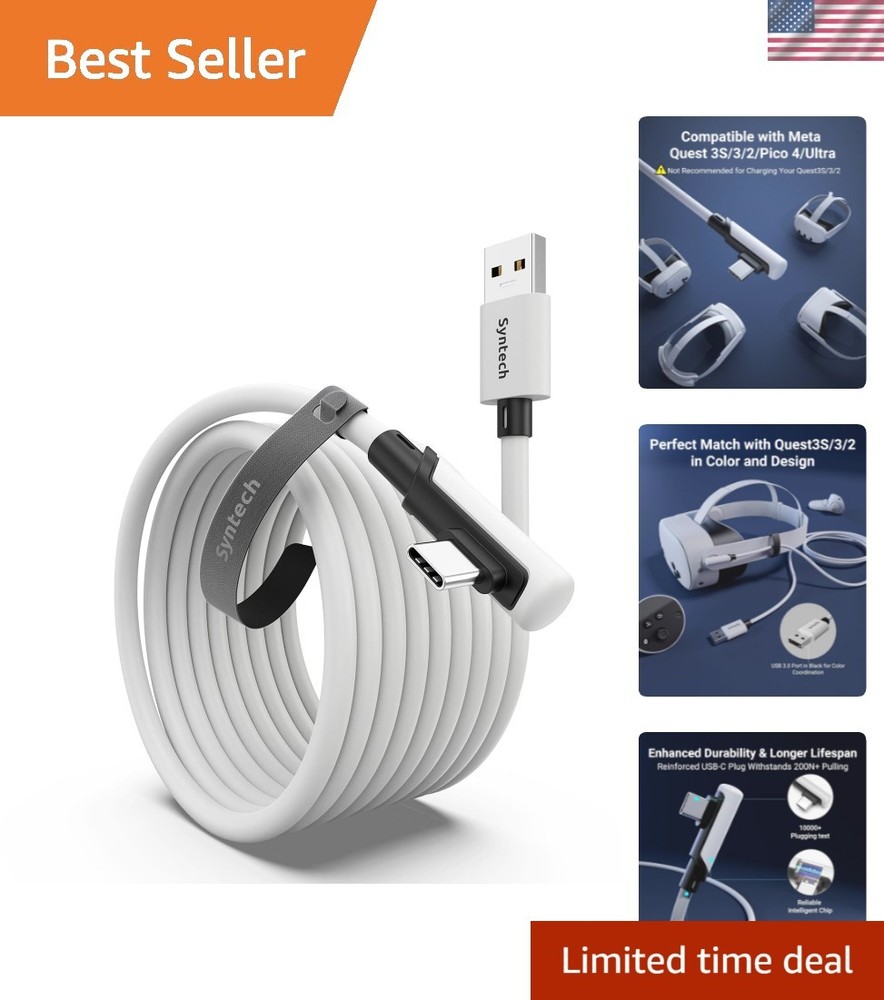 Durable 16FT USB 3.0 VR Link Cable Compatible with Oculus Quest 2 & More