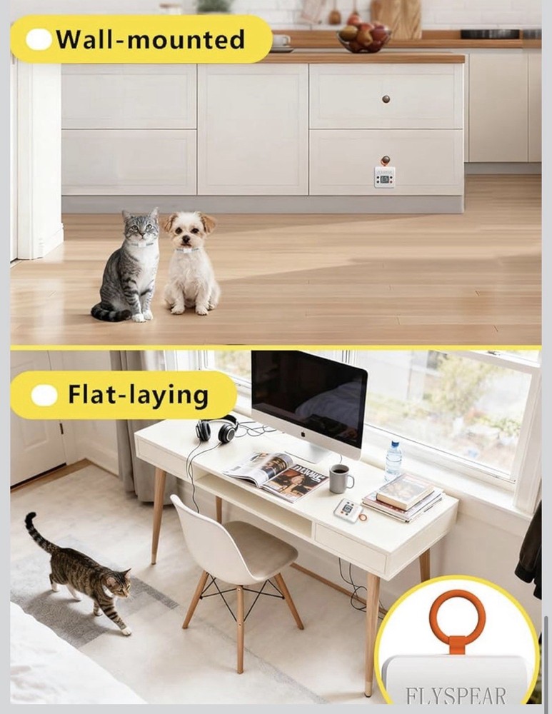 Wireless Cat Barrier Rechargeable Indoor 7 ft Adjustable Range Radius FLYSPEAR