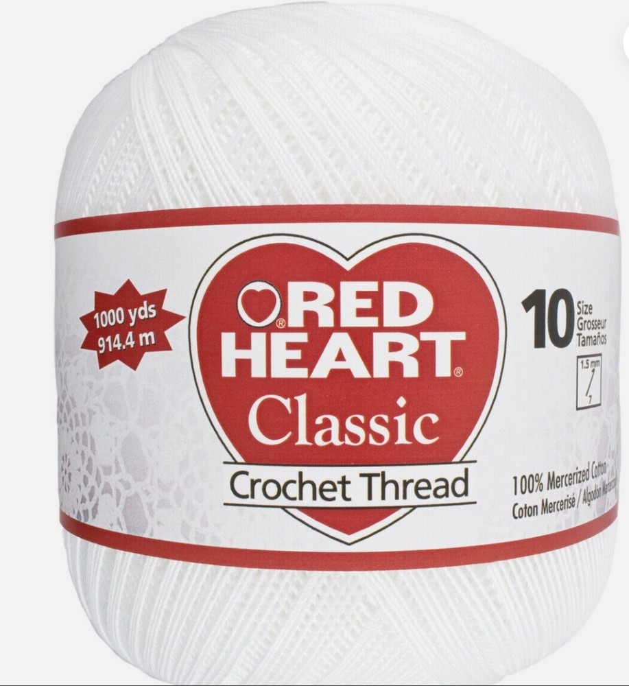 Red Heart Classic Crochet Thread Size 10-White